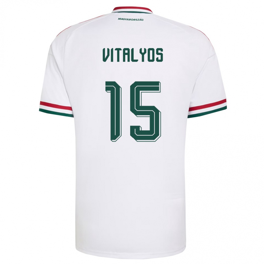 ילדים כדורגל הונגריה Viktor Vitályos #15 לבן אדום ירוק הרחק ג'רזי 26-28