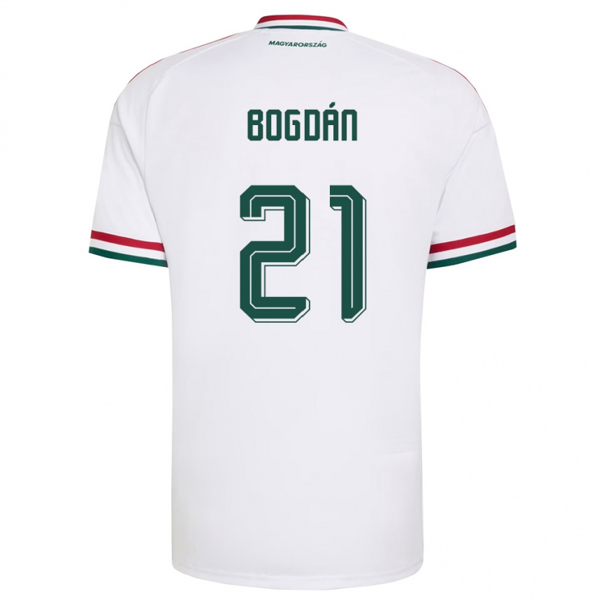 ילדים כדורגל הונגריה Martin Bogdán #21 לבן אדום ירוק הרחק ג'רזי 26-28