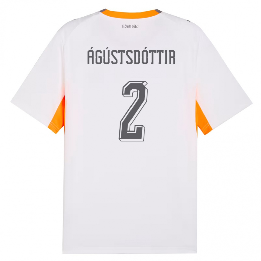 ילדים כדורגל אִיסלַנד Berglind Rós Ágústsdóttir #2 לבן כתום אפור הרחק ג'רזי 26-28