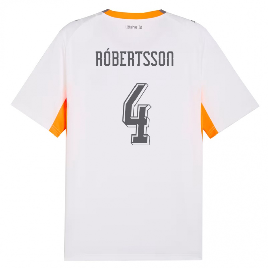 ילדים כדורגל אִיסלַנד Logi Hrafn Róbertsson #4 לבן כתום אפור הרחק ג'רזי 26-28