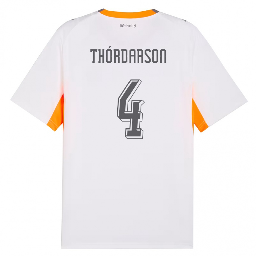 ילדים כדורגל אִיסלַנד Ódinn Sturla Thórdarson #4 לבן כתום אפור הרחק ג'רזי 26-28