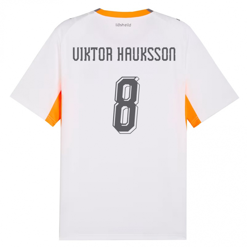 ילדים כדורגל אִיסלַנד Jón Viktor Hauksson #8 לבן כתום אפור הרחק ג'רזי 26-28