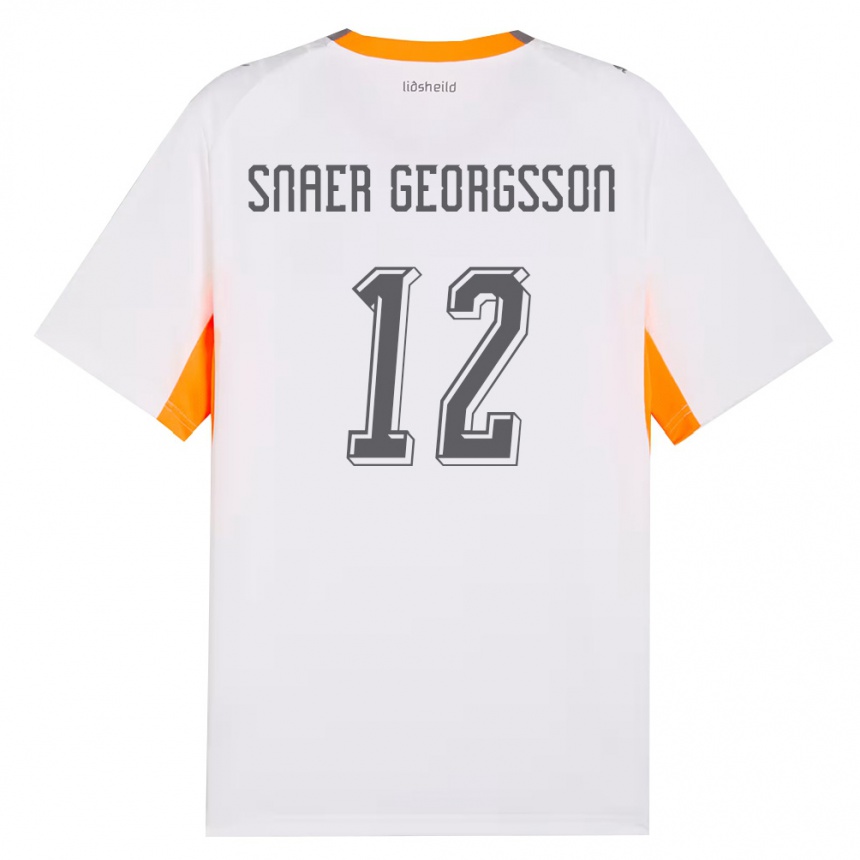 ילדים כדורגל אִיסלַנד Halldór Snaer Georgsson #12 לבן כתום אפור הרחק ג'רזי 26-28