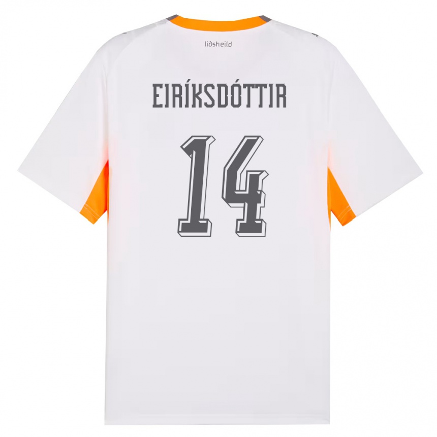 ילדים כדורגל אִיסלַנד Hlín Eiríksdóttir #14 לבן כתום אפור הרחק ג'רזי 26-28