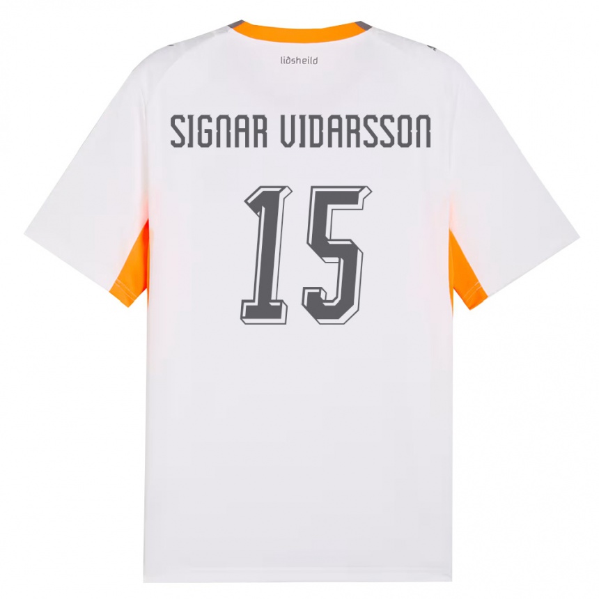 ילדים כדורגל אִיסלַנד Smári Signar Vidarsson #15 לבן כתום אפור הרחק ג'רזי 26-28