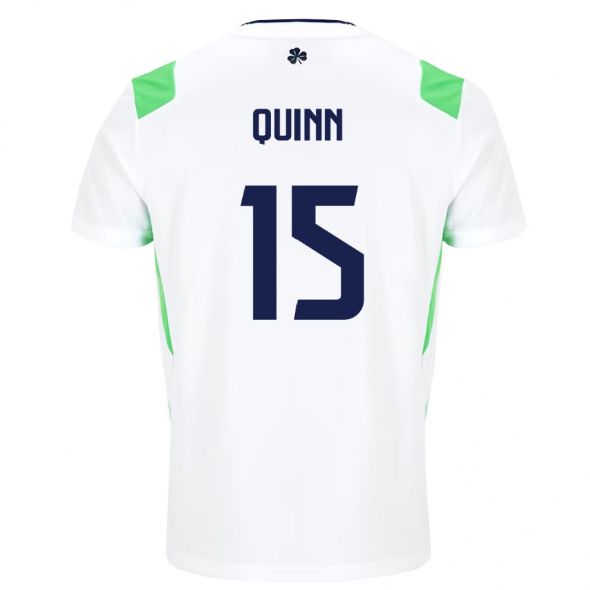 ילדים כדורגל אירלנד לוסי קווין #15 לבן ירוק בהיר הרחק ג'רזי 26-28