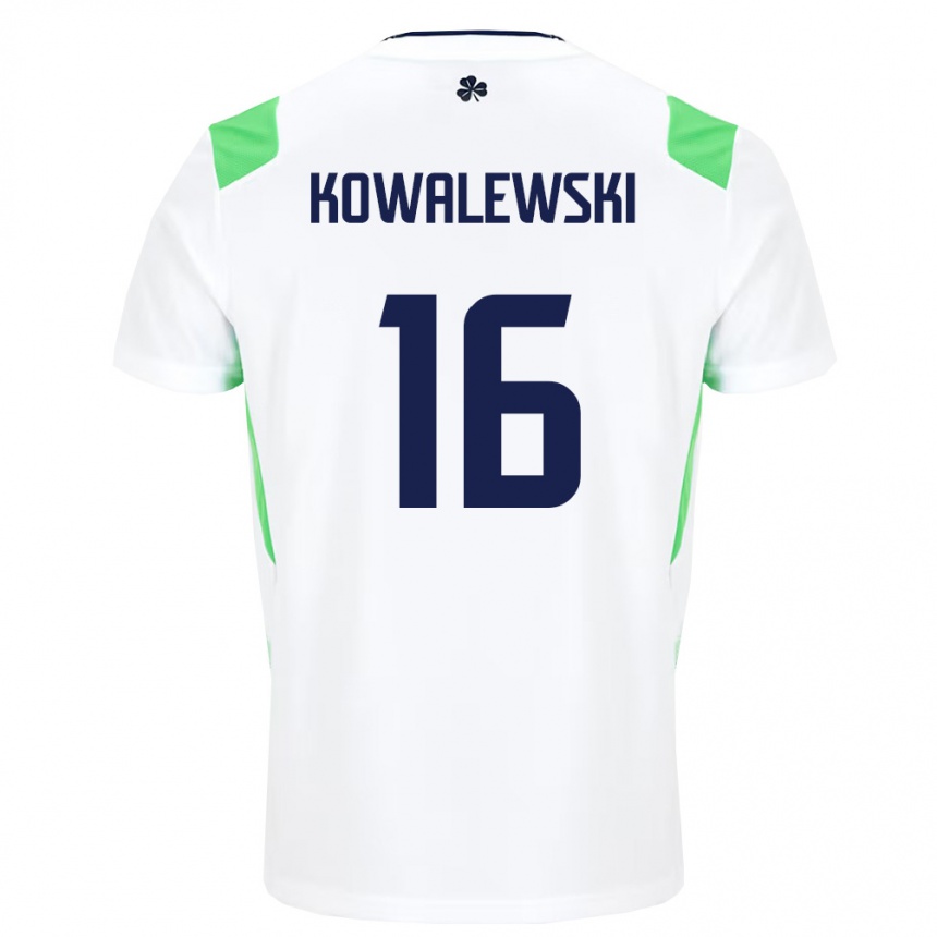 ילדים כדורגל אירלנד Jakub Kowalewski #16 לבן ירוק בהיר הרחק ג'רזי 26-28