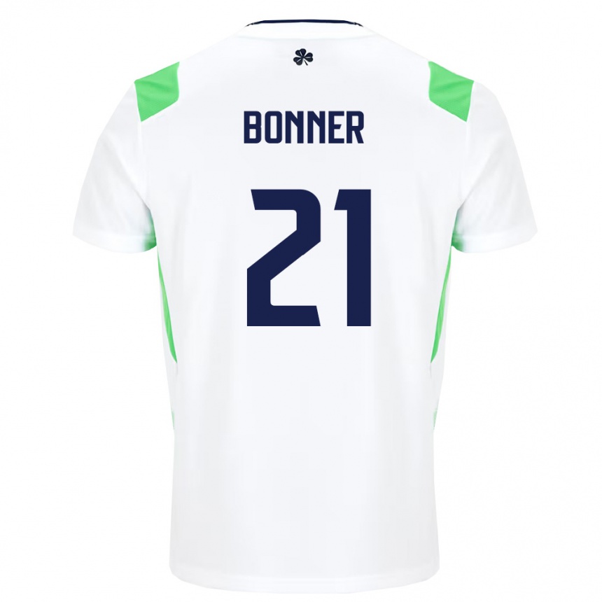 ילדים כדורגל אירלנד Charlie Bonner #21 לבן ירוק בהיר הרחק ג'רזי 26-28