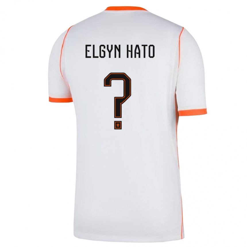 ילדים כדורגל הולנד Elgyn Hato #0 לבן כתום הרחק ג'רזי 26-28