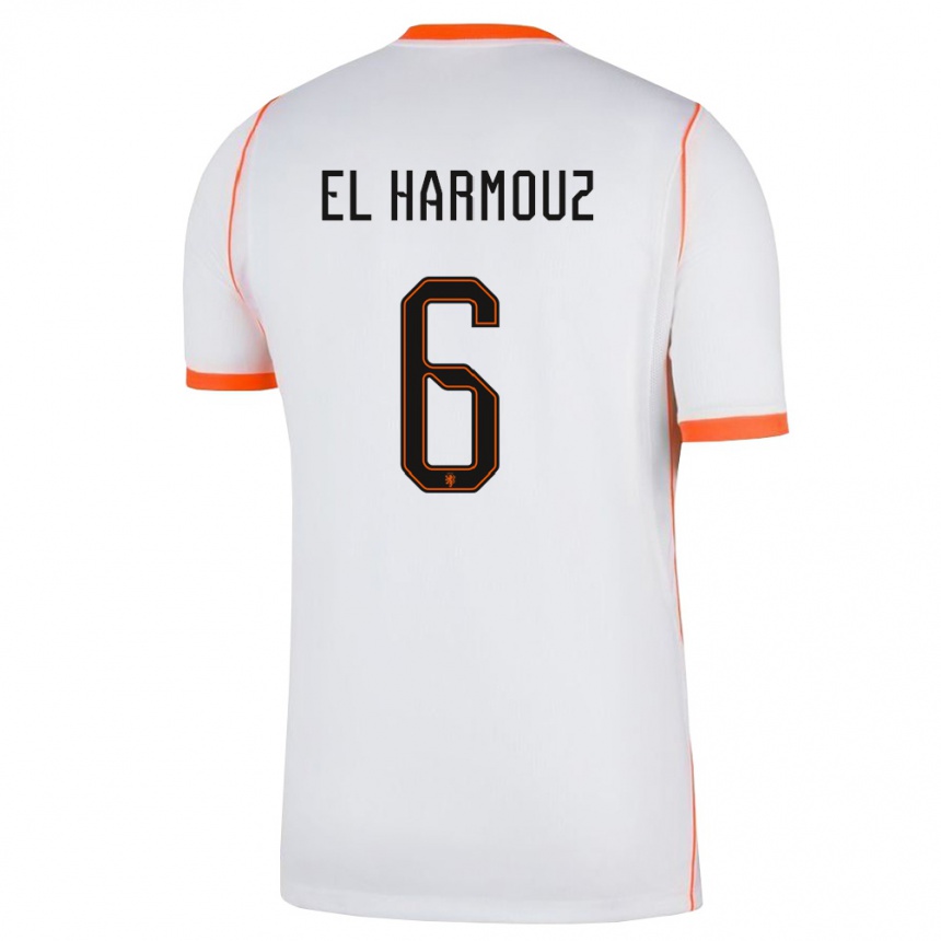 ילדים כדורגל הולנד Nassim El Harmouz #6 לבן כתום הרחק ג'רזי 26-28