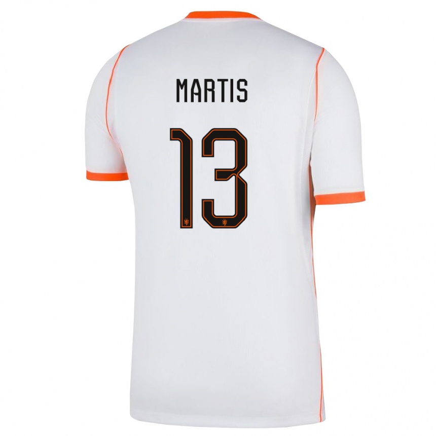 ילדים כדורגל הולנד Ky-An Martis #13 לבן כתום הרחק ג'רזי 26-28