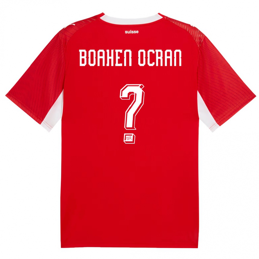 גברים כדורגל שווייץ Bright Boahen Ocran #0 אדום לבן ג'רזי ביתית 26-28