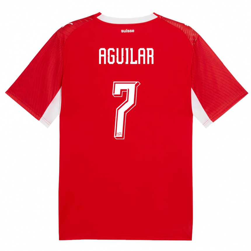גברים כדורגל שווייץ Enrique Aguilar #7 אדום לבן ג'רזי ביתית 26-28