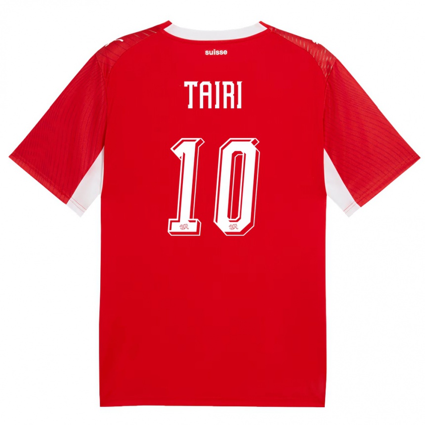 גברים כדורגל שווייץ Zidan Tairi #10 אדום לבן ג'רזי ביתית 26-28