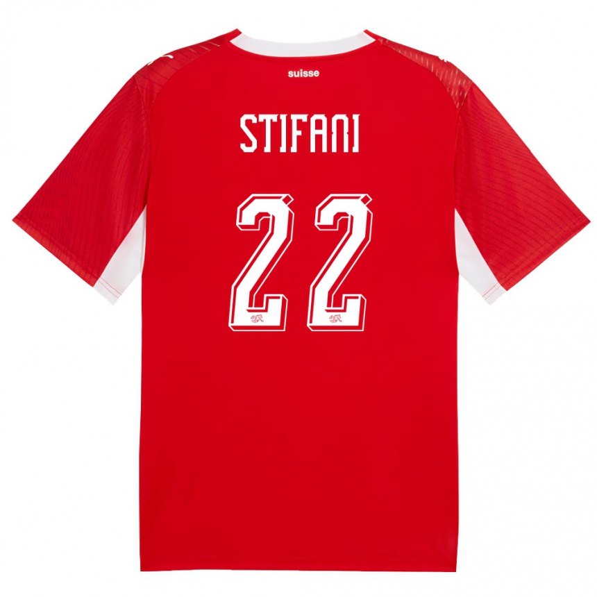 גברים כדורגל שווייץ Nolaan Stifani #22 אדום לבן ג'רזי ביתית 26-28