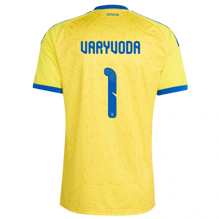 גברים כדורגל אוקראינה Oleksandr Varyvoda #1 צהוב כחול ג'רזי ביתית 26-28