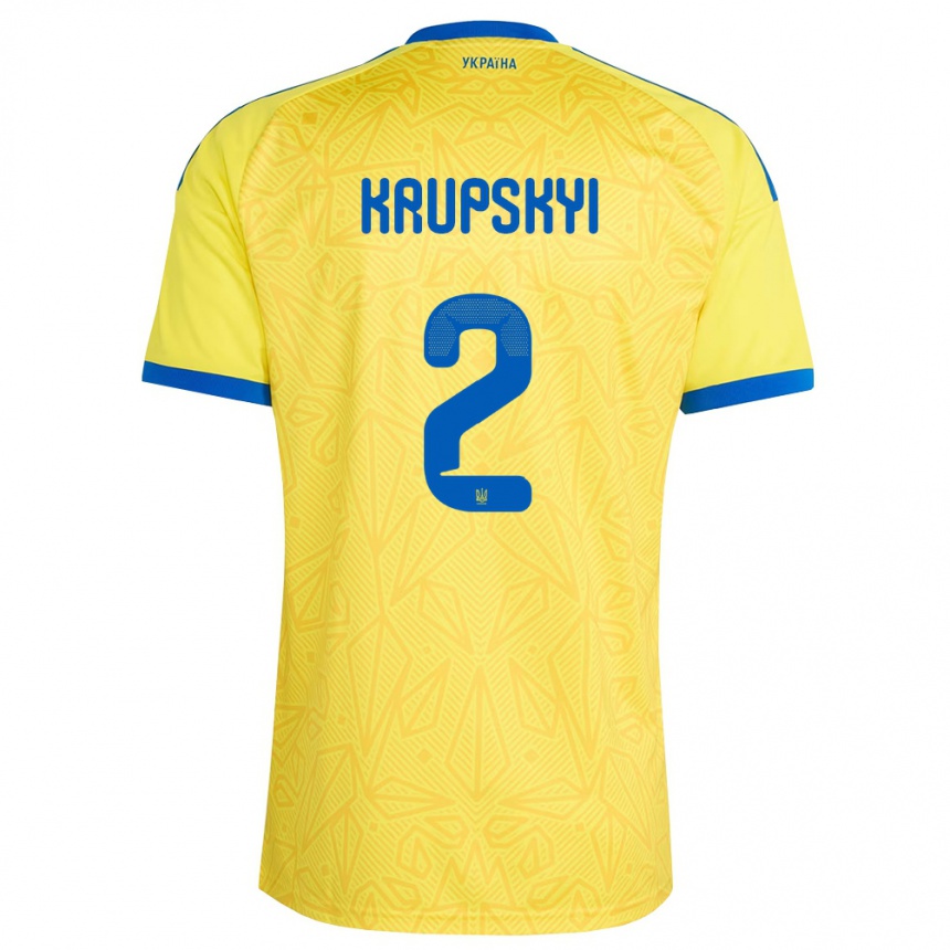 גברים כדורגל אוקראינה Ilya Krupskyi #2 צהוב כחול ג'רזי ביתית 26-28