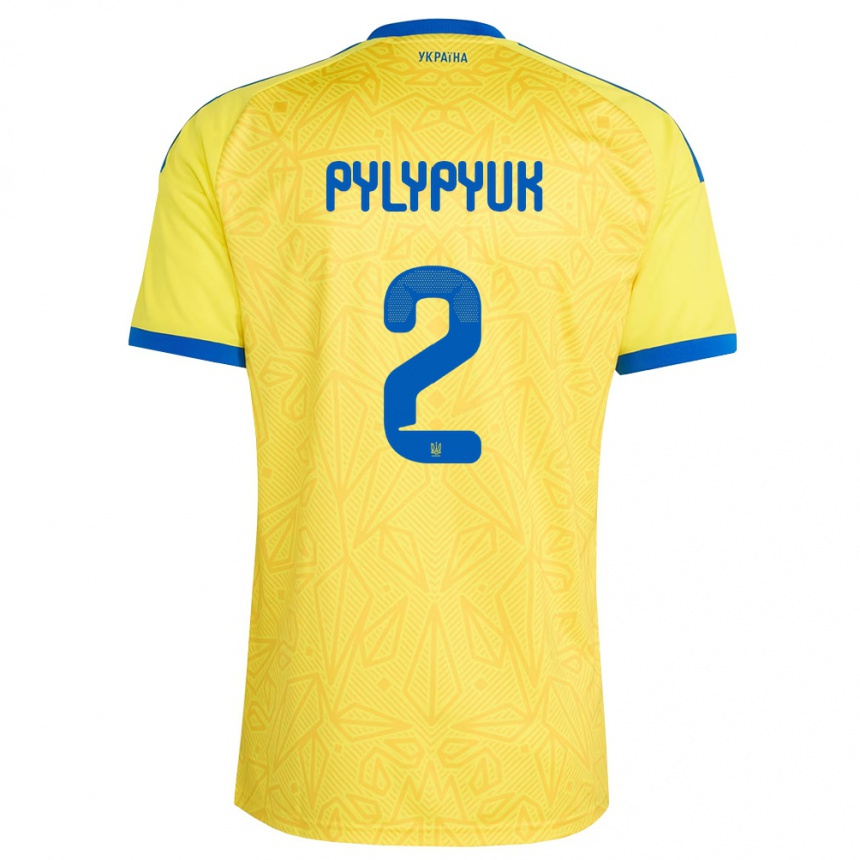 גברים כדורגל אוקראינה Oleg Pylypyuk #2 צהוב כחול ג'רזי ביתית 26-28