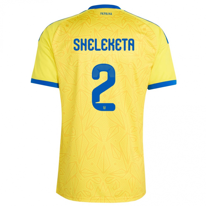 גברים כדורגל אוקראינה Mykyta Sheleketa #2 צהוב כחול ג'רזי ביתית 26-28