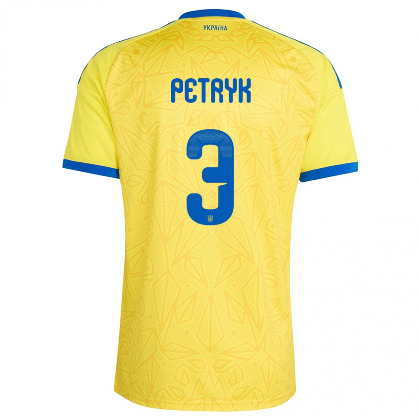 גברים כדורגל אוקראינה Anna Petryk #3 צהוב כחול ג'רזי ביתית 26-28