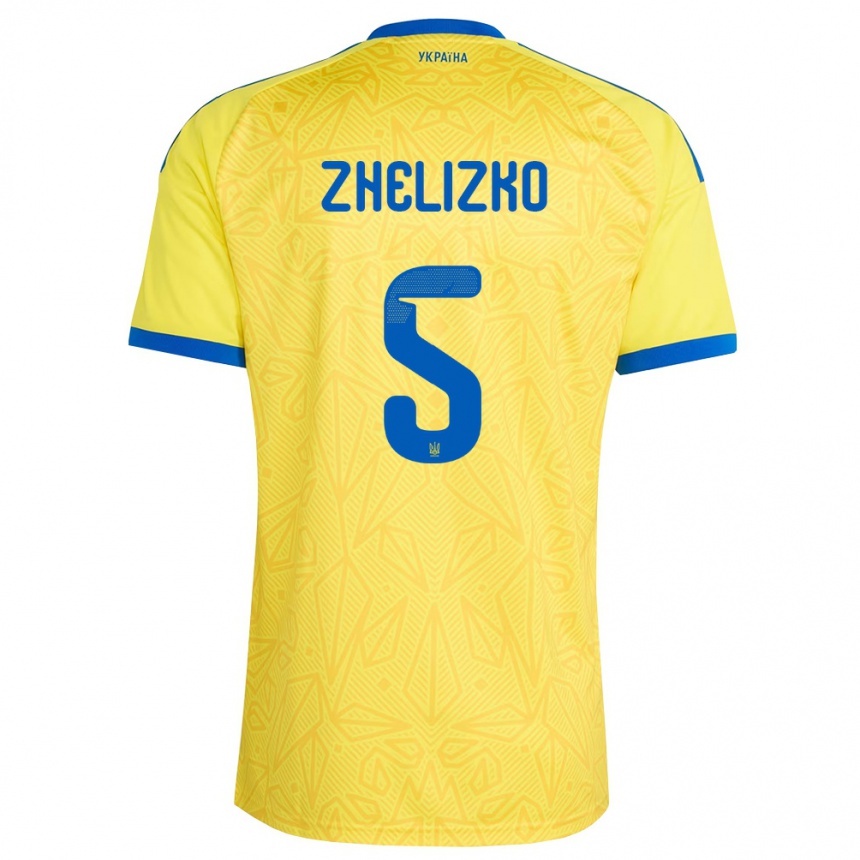 גברים כדורגל אוקראינה Ivan Zhelizko #5 צהוב כחול ג'רזי ביתית 26-28