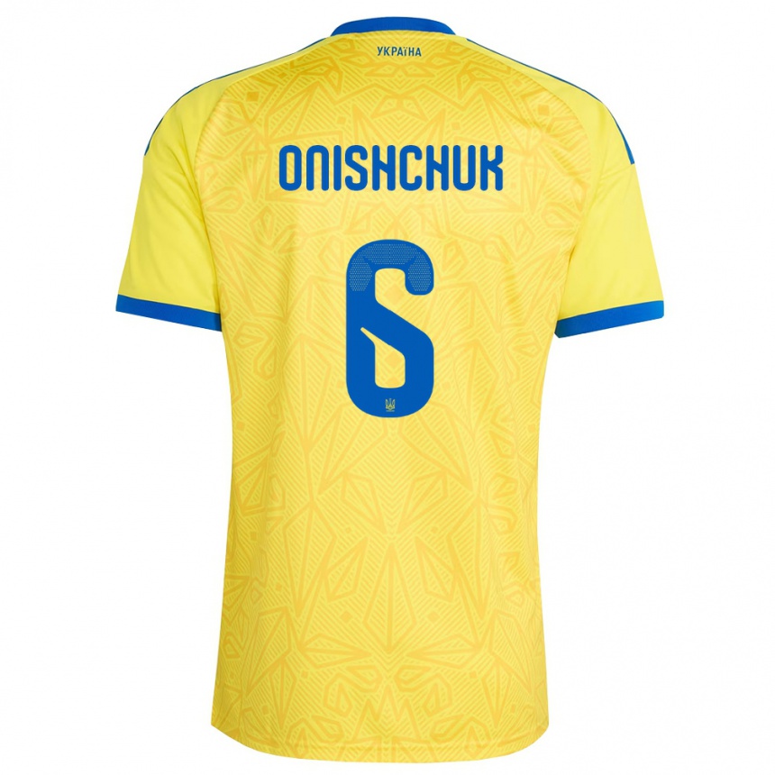 גברים כדורגל אוקראינה Yegor Onishchuk #6 צהוב כחול ג'רזי ביתית 26-28