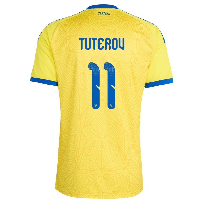 גברים כדורגל אוקראינה Timur Tuterov #11 צהוב כחול ג'רזי ביתית 26-28