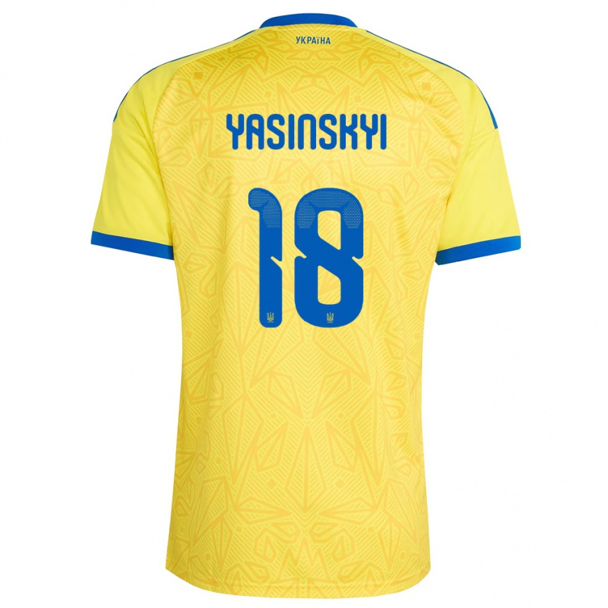גברים כדורגל אוקראינה Volodymyr Yasinskyi #18 צהוב כחול ג'רזי ביתית 26-28
