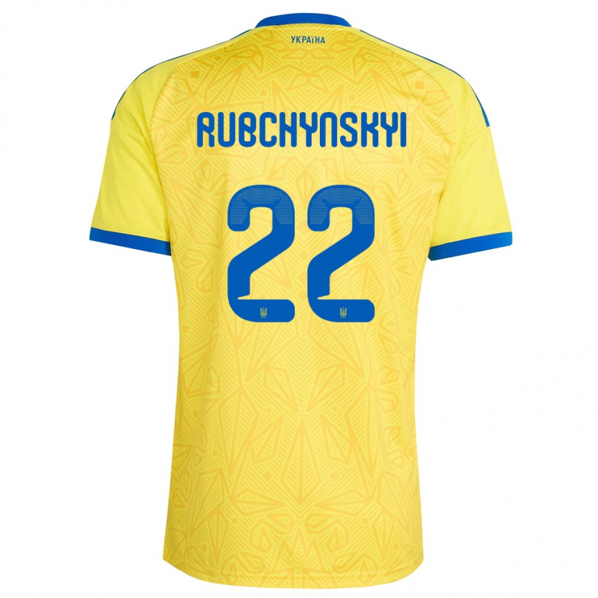 גברים כדורגל אוקראינה Valentyn Rubchynskyi #22 צהוב כחול ג'רזי ביתית 26-28