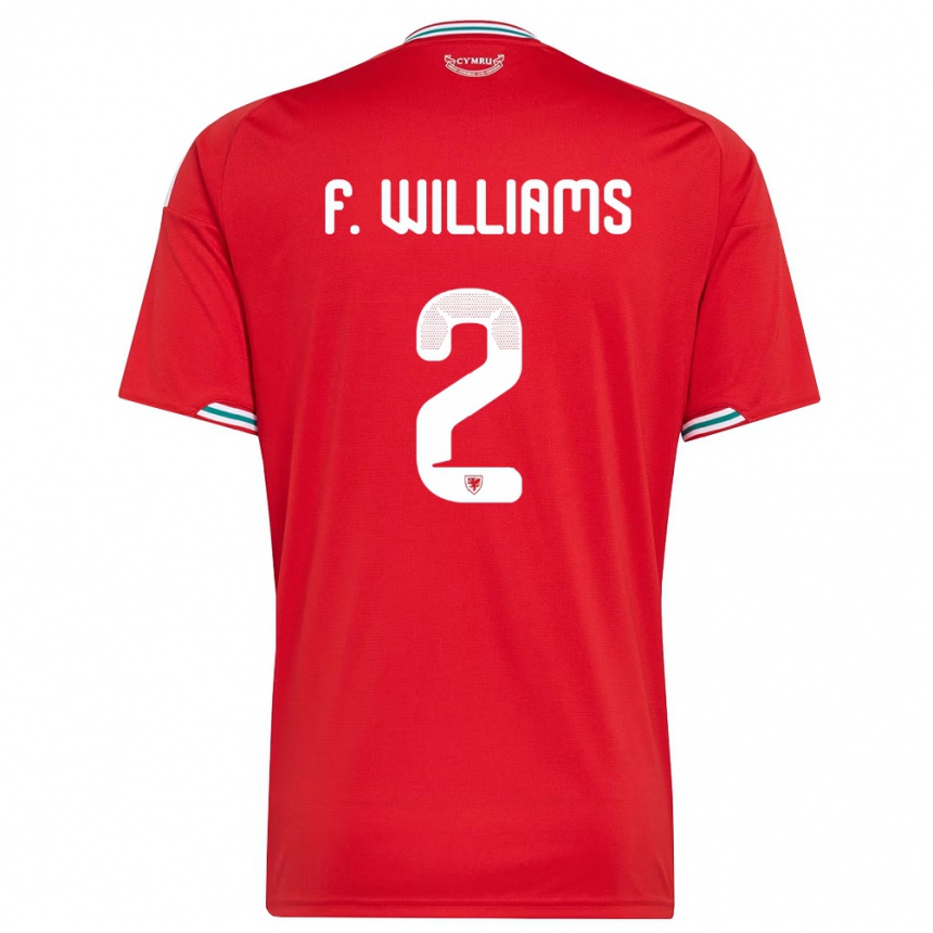 גברים כדורגל ויילס Fabian Williams #2 אדום לבן ירוק ג'רזי ביתית 26-28
