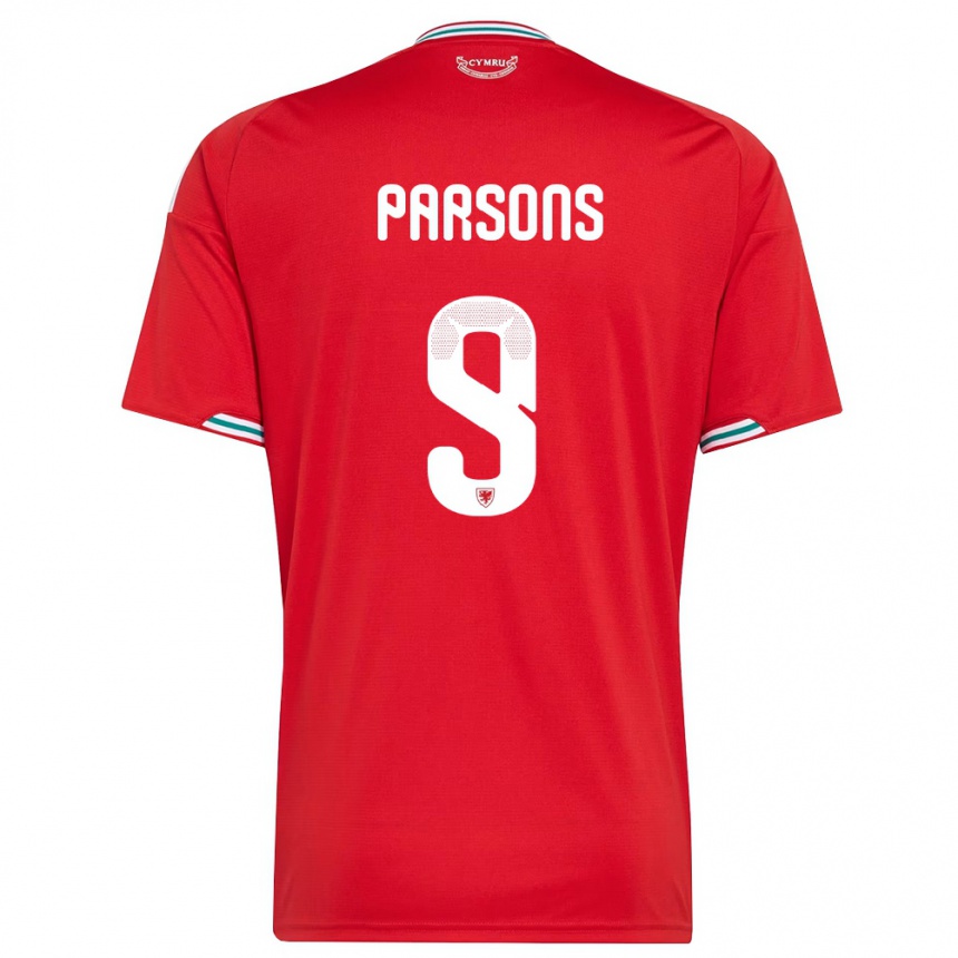 גברים כדורגל ויילס Freddie Parsons #9 אדום לבן ירוק ג'רזי ביתית 26-28