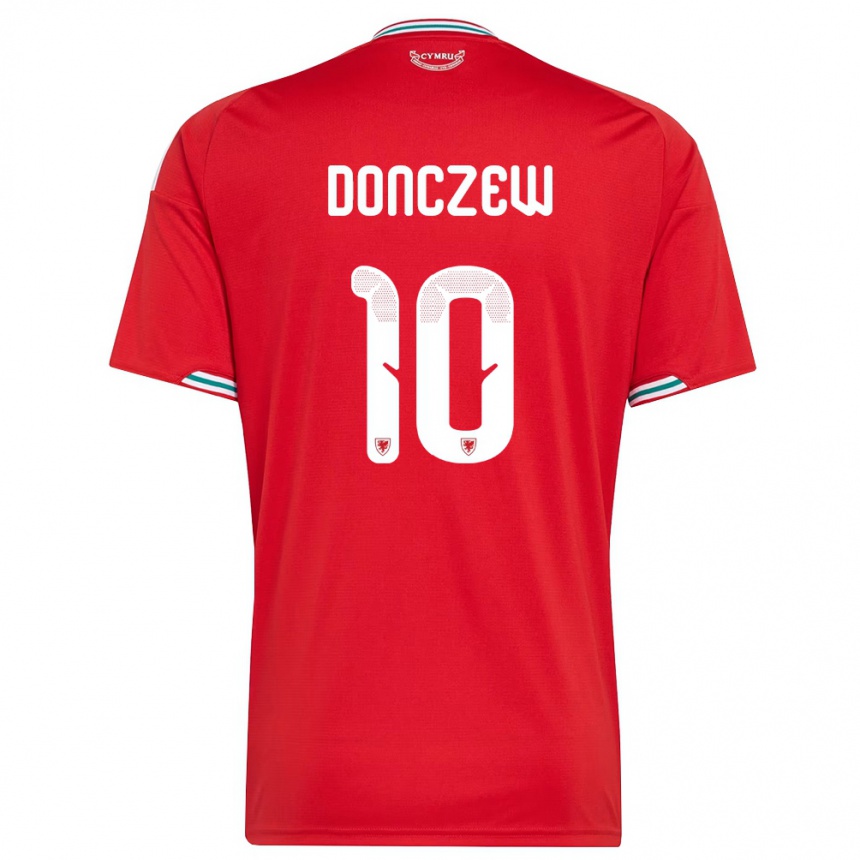 גברים כדורגל ויילס Axel Donczew #10 אדום לבן ירוק ג'רזי ביתית 26-28