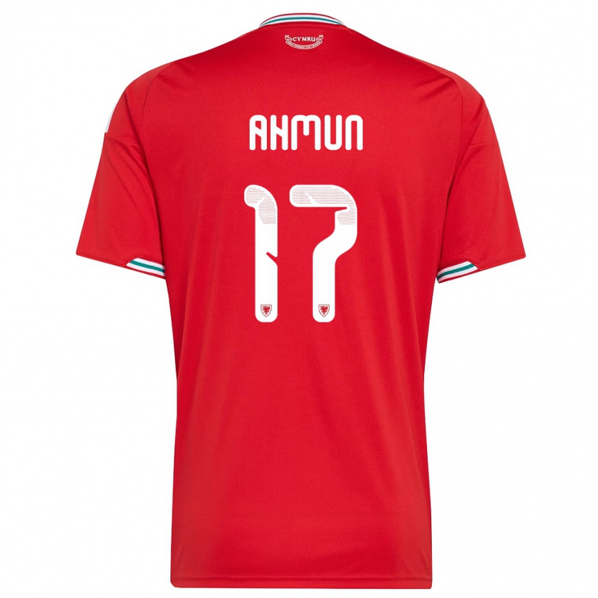 גברים כדורגל ויילס Ben Ahmun #17 אדום לבן ירוק ג'רזי ביתית 26-28