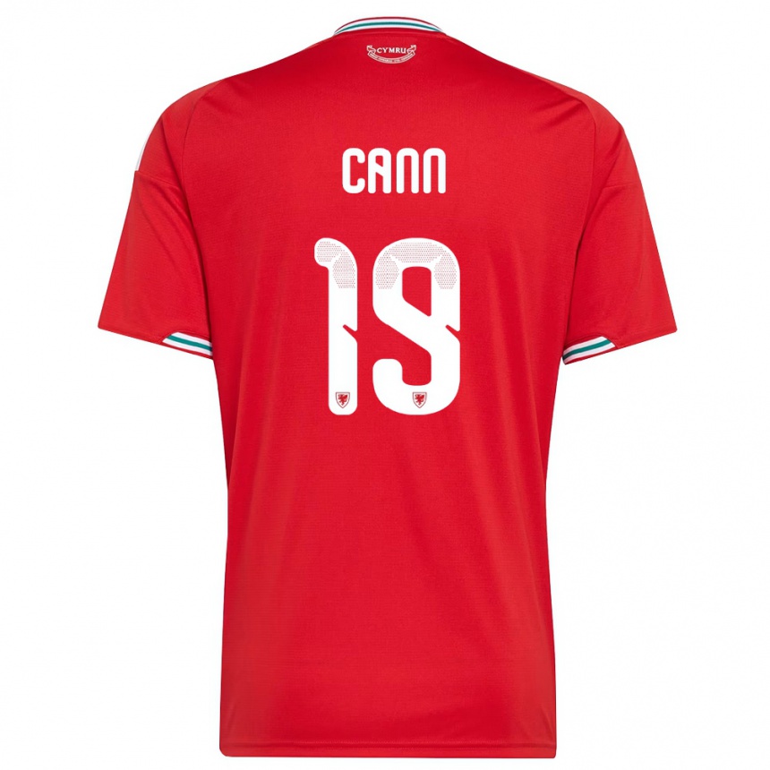 גברים כדורגל ויילס Ethan Cann #19 אדום לבן ירוק ג'רזי ביתית 26-28