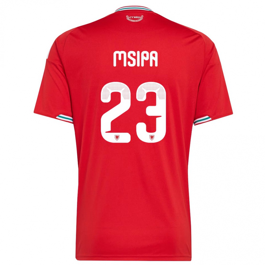 גברים כדורגל ויילס Munya Msipa #23 אדום לבן ירוק ג'רזי ביתית 26-28