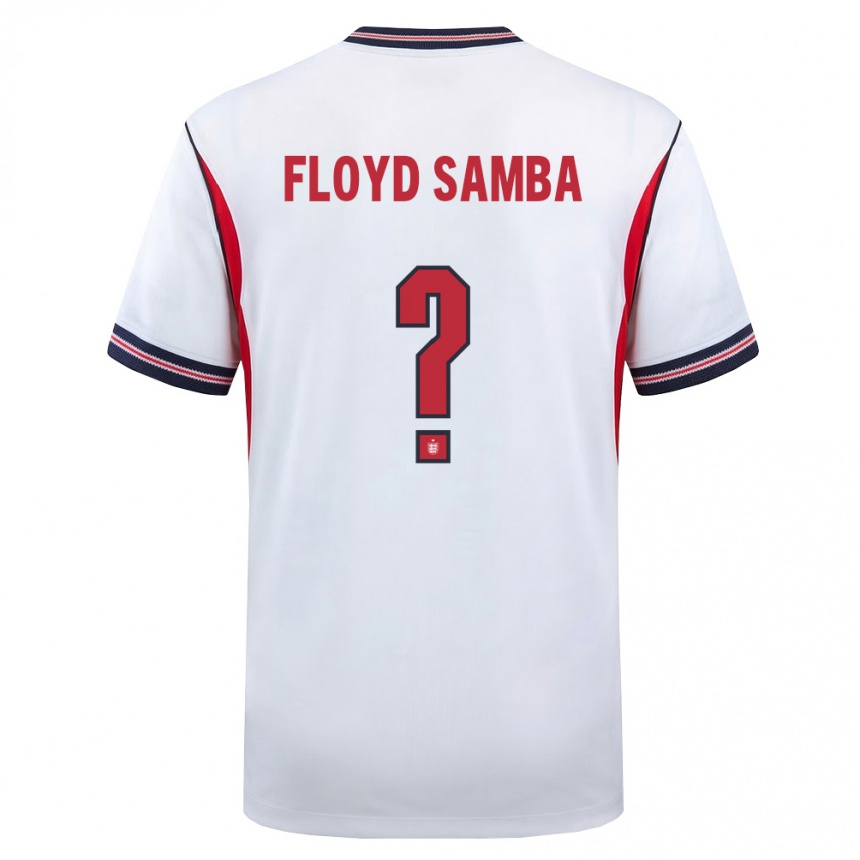 גברים כדורגל אנגליה Floyd Samba #0 לבן כהה אדום ג'רזי ביתית 26-28