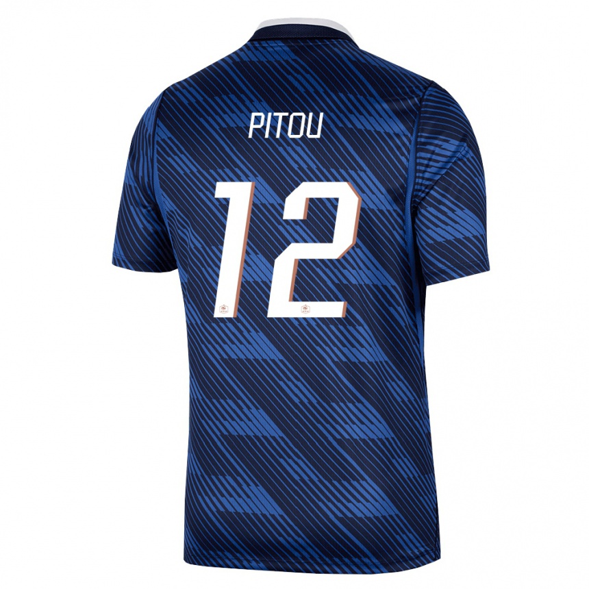 גברים כדורגל צרפת Ryan Pitou #12 כהה כחול לבן ג'רזי ביתית 26-28
