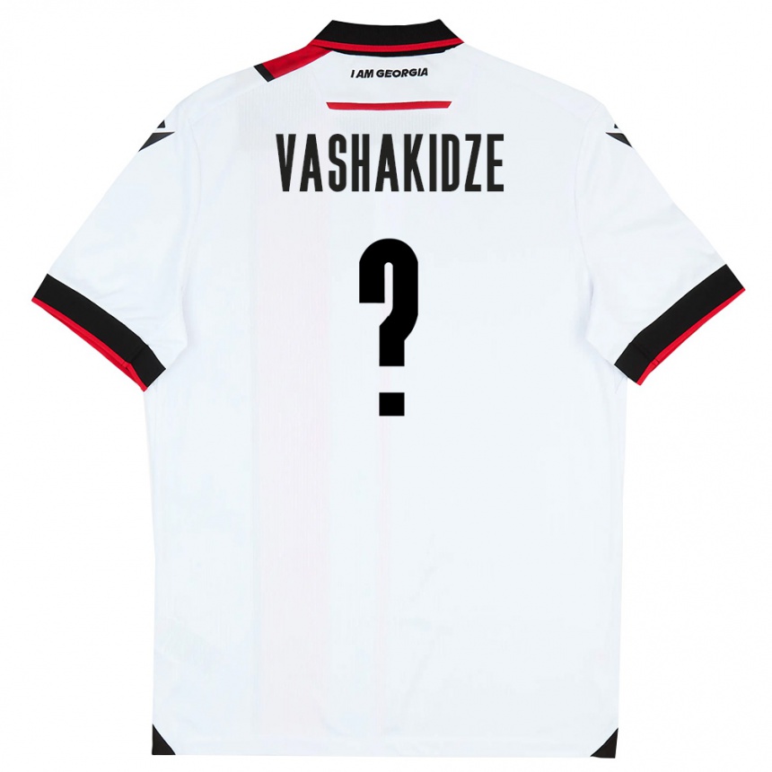 גברים כדורגל גאורגיה Nikoloz Vashakidze #0 לבן שחור אדום ג'רזי ביתית 26-28