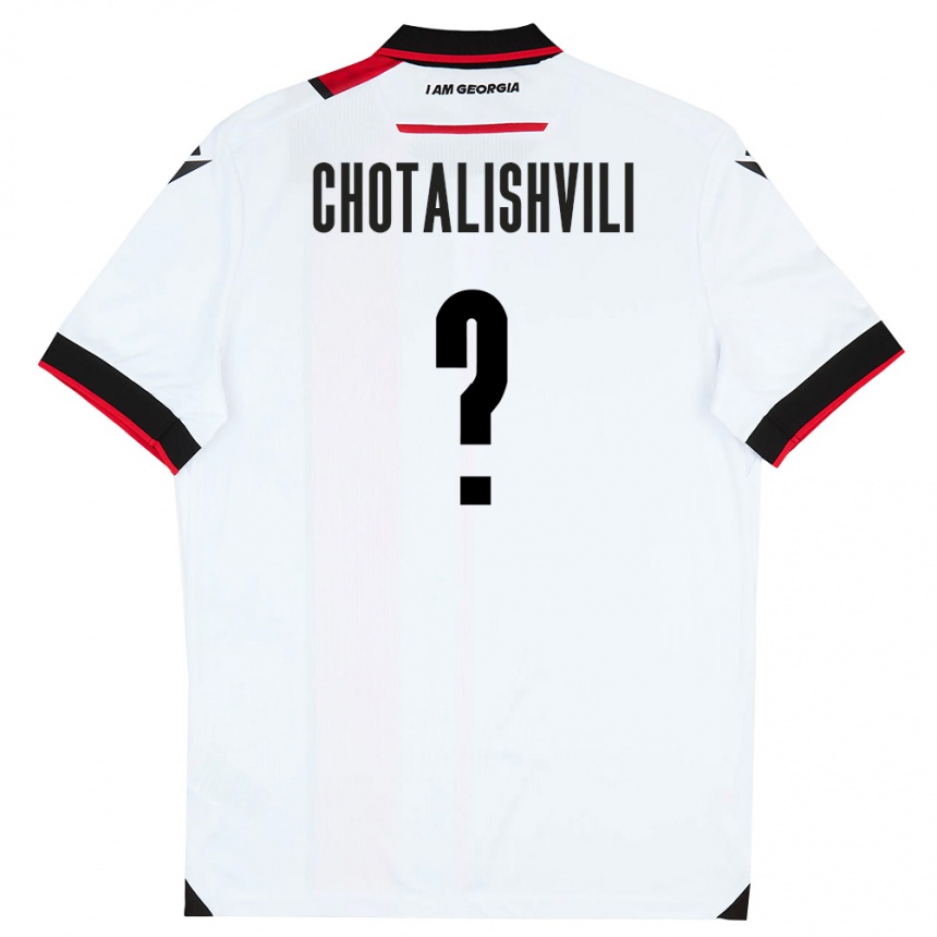 גברים כדורגל גאורגיה Tsotne Chotalishvili #0 לבן שחור אדום ג'רזי ביתית 26-28