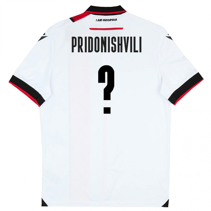 גברים כדורגל גאורגיה Luka Pridonishvili #0 לבן שחור אדום ג'רזי ביתית 26-28