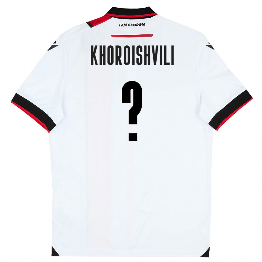 גברים כדורגל גאורגיה Andronika Khoroishvili #0 לבן שחור אדום ג'רזי ביתית 26-28