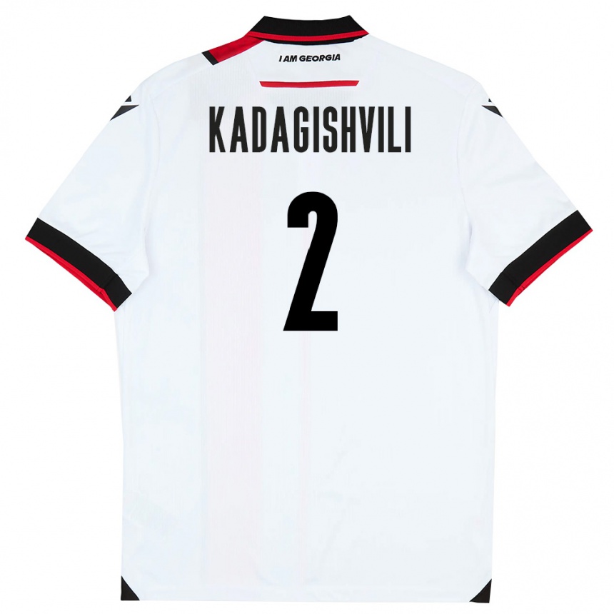 גברים כדורגל גאורגיה Gvantsa Kadagishvili #2 לבן שחור אדום ג'רזי ביתית 26-28