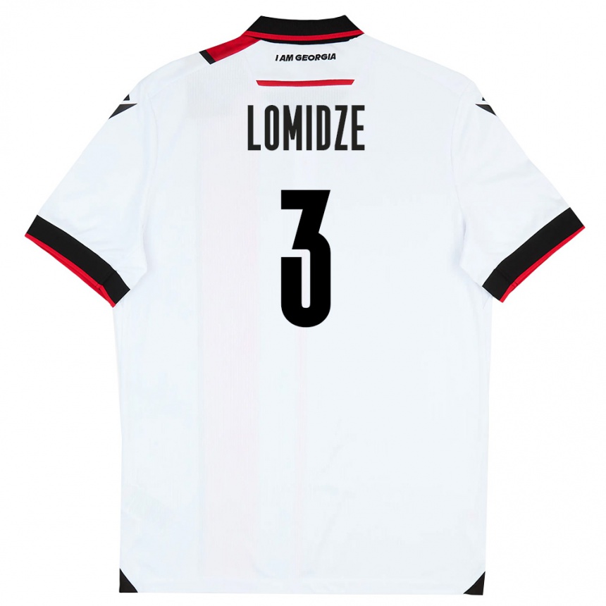 גברים כדורגל גאורגיה Giorgi Lomidze #3 לבן שחור אדום ג'רזי ביתית 26-28