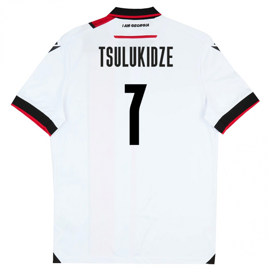 גברים כדורגל גאורגיה לוקה סולוקידזה #7 לבן שחור אדום ג'רזי ביתית 26-28
