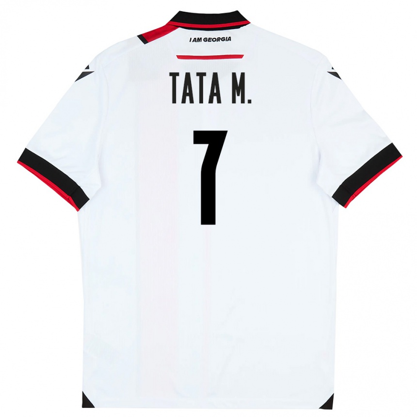 גברים כדורגל גאורגיה Tata Matveeva #7 לבן שחור אדום ג'רזי ביתית 26-28