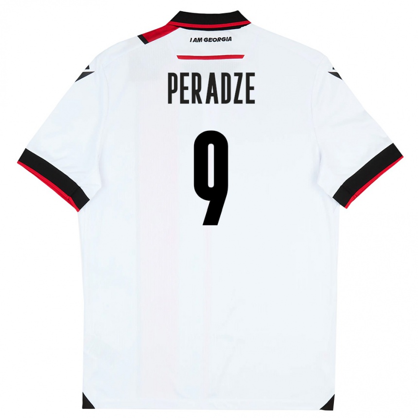 גברים כדורגל גאורגיה Giorgi Peradze #9 לבן שחור אדום ג'רזי ביתית 26-28