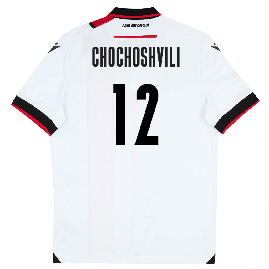 גברים כדורגל גאורגיה Dachi Chochoshvili #12 לבן שחור אדום ג'רזי ביתית 26-28