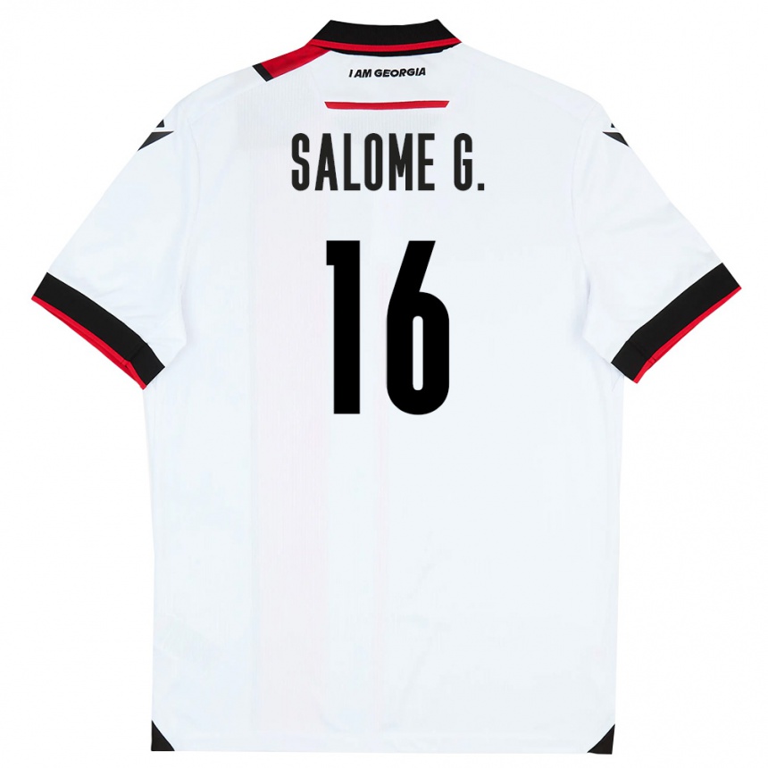 גברים כדורגל גאורגיה Salome Gasviani #16 לבן שחור אדום ג'רזי ביתית 26-28