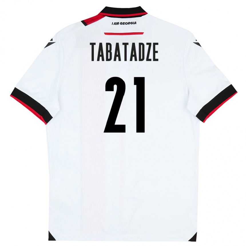 גברים כדורגל גאורגיה Giorgi Tabatadze #21 לבן שחור אדום ג'רזי ביתית 26-28