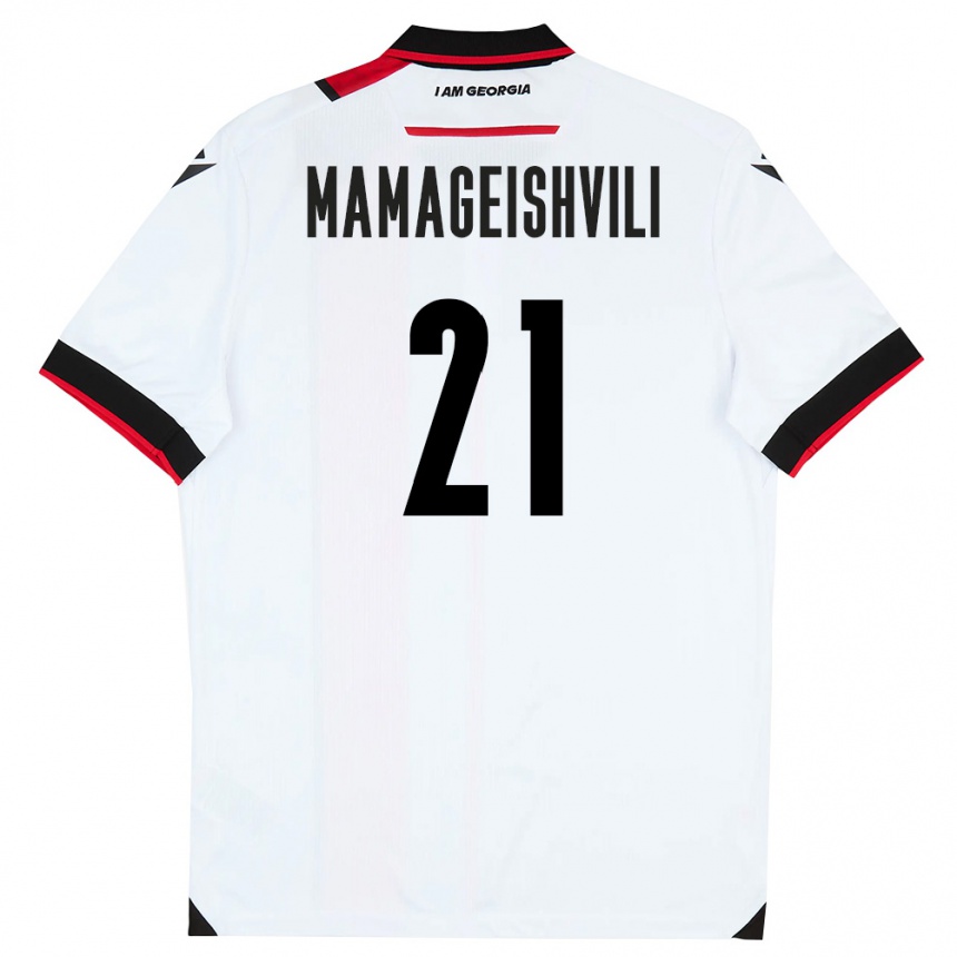 גברים כדורגל גאורגיה Otar Mamageishvili #21 לבן שחור אדום ג'רזי ביתית 26-28